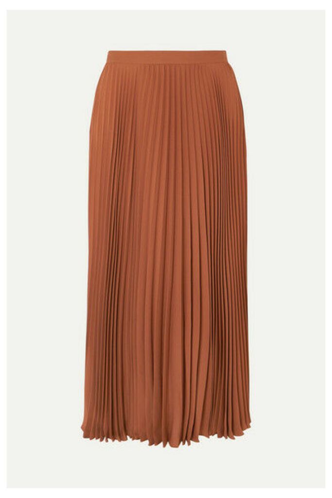 Valentino - Pleated Silk Midi Skirt - Orange