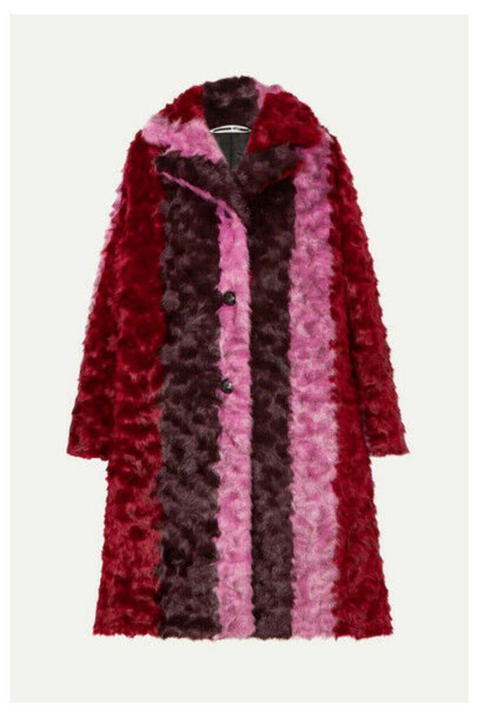 McQ Alexander McQueen - Striped Faux Fur Coat - Pink