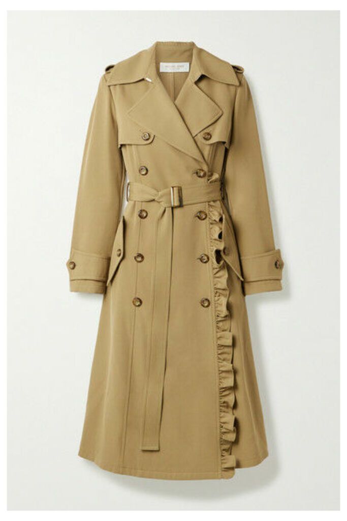 Michael Kors Collection - Belted Ruffled Wool-gabardine Trench Coat - Sand
