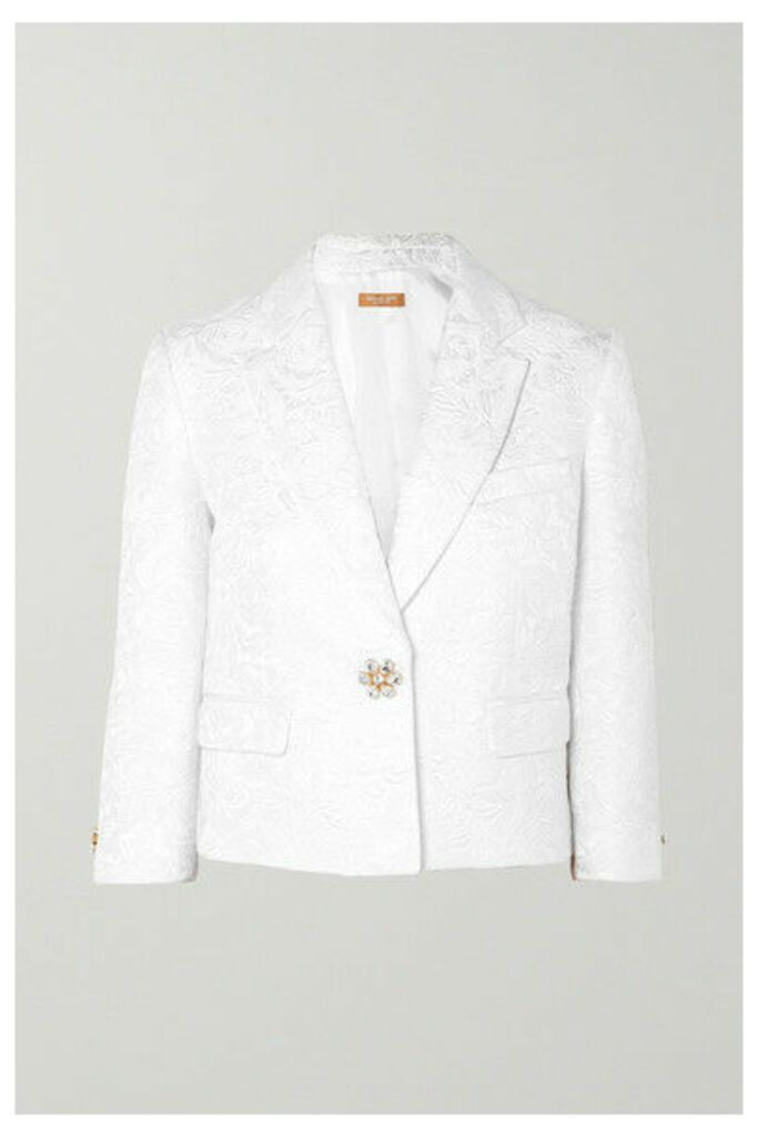 Michael Kors Collection - Cropped Embellished Cotton-blend Cloqué Blazer - White