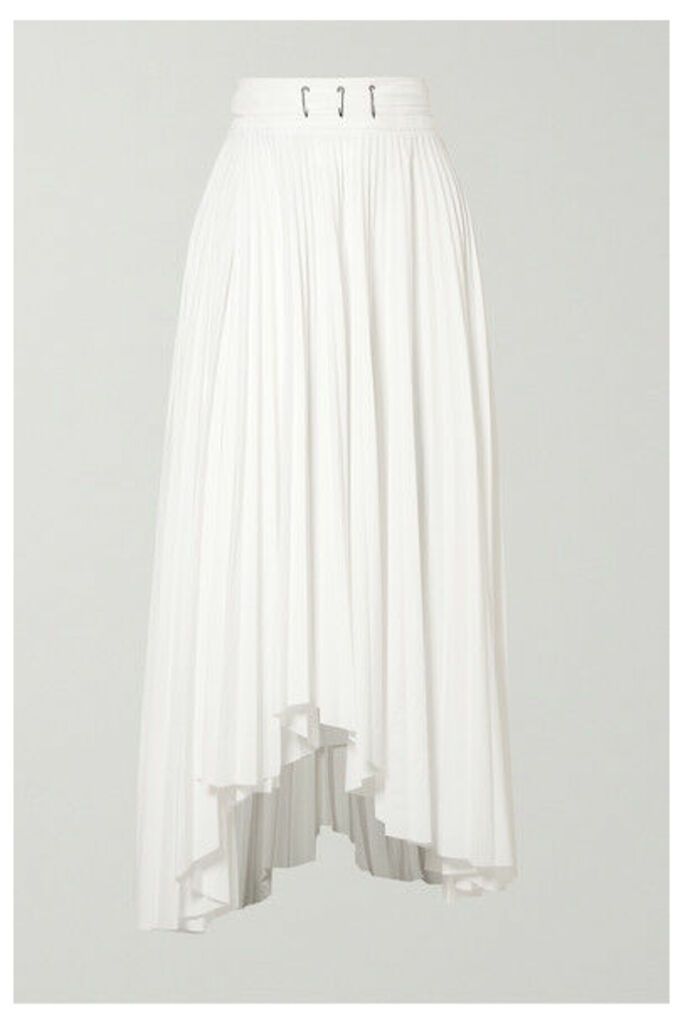 A.W.A.K.E. MODE - Asymmetric Pleated Poplin Midi Skirt - White