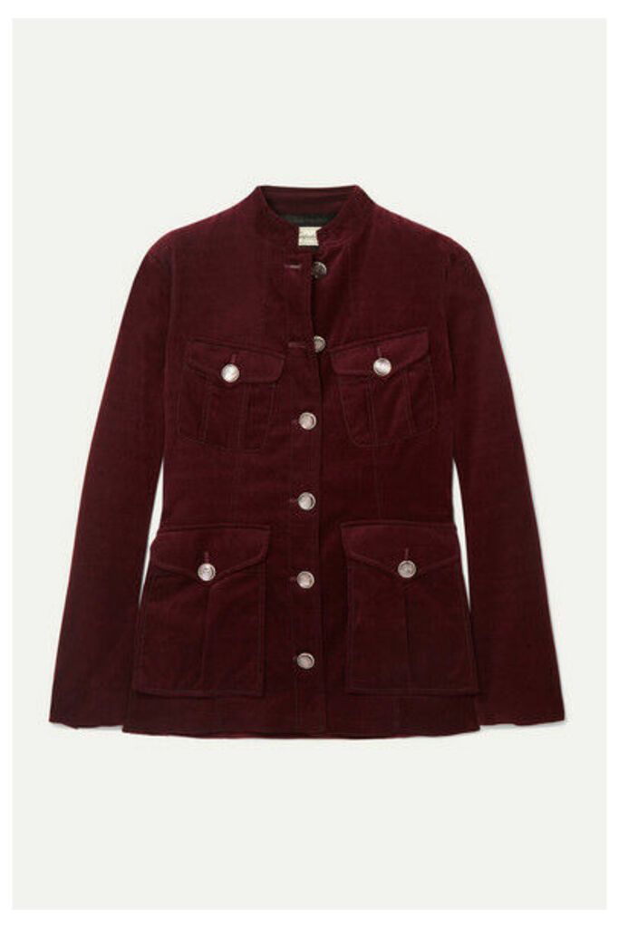 Temperley London - Esmeralda Button-detailed Cotton-velvet Jacket - Burgundy