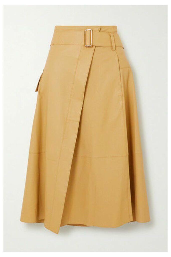 Vince - Belted Leather Wrap Skirt - Sand