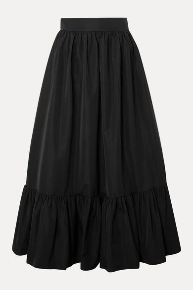 Tiered Cotton-blend Poplin Midi Skirt - Black