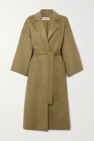 Belted Wool And Cashmere-blend Coat - Green