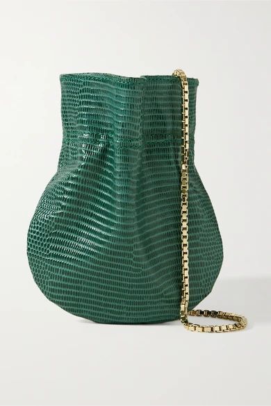 Le Mini Fazzoletto Lizard-effect Leather Shoulder Bag - Emerald