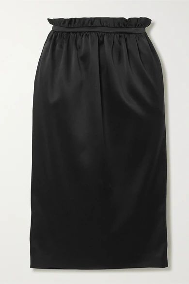 Satin Midi Skirt - Black