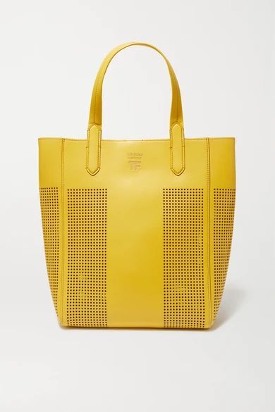 T Medium Perforated Leather Tote - Yellow