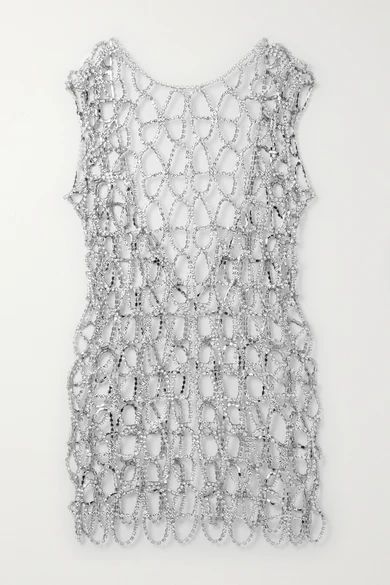 Silver-tone Crystal Mini Dress - One size