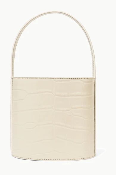 Bissett Croc-effect Leather Bucket Bag - Cream