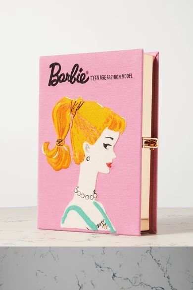 Barbie Embroidered Appliquéd Canvas Clutch - Pink