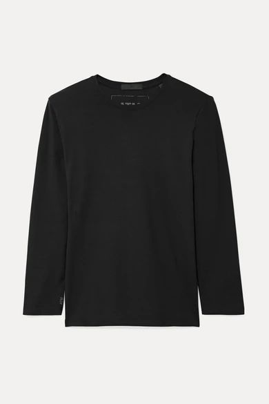 Stretch-pima Cotton Jersey Top - Black