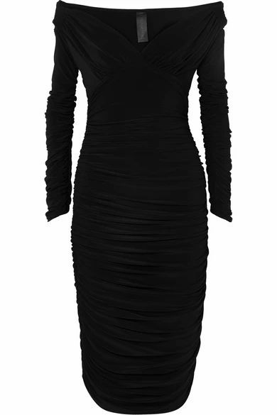 Tara Convertible Ruched Stretch-jersey Dress - Black