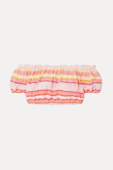+ Net Sustain Eskedar Off-the-shoulder Striped Cotton-blend Gauze Top - Pink