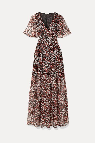 Maria Leopard-print Chiffon Maxi Dress - Red