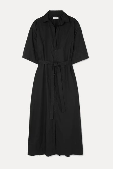 Belted Cotton-poplin Maxi Dress - Black