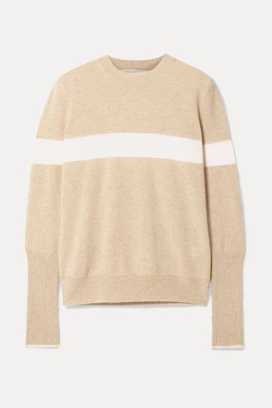 Striped Cashmere Sweater - Beige