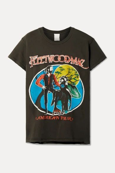 Fleetwood Mac Printed Distressed Cotton-jersey T-shirt - Charcoal
