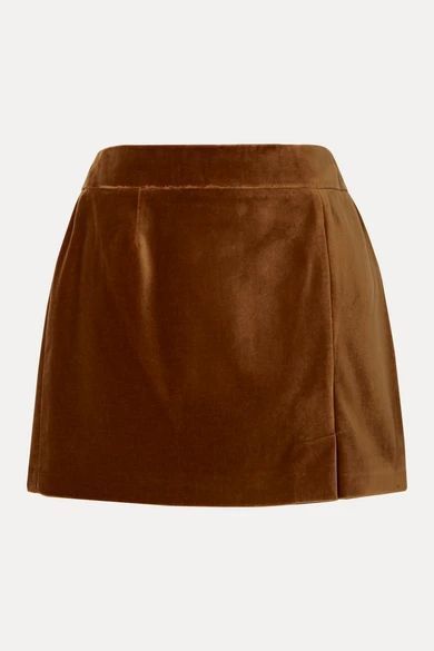 Cotton-velvet Mini Skirt - Brown