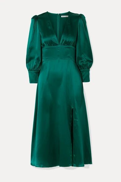 Keats Silk-satin Midi Dress - Emerald