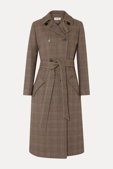Sullivan Belted Prince Of Wales Checked Cotton-blend Trench Coat - Brown