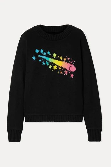 Intarsia Cashmere Sweater - Black