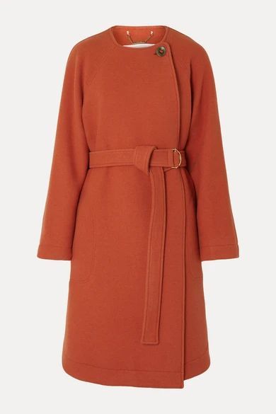 Belted Wool-blend Felt Coat - Orange