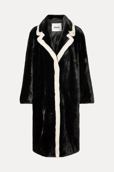 Marianne Two-tone Faux Fur Coat - Black
