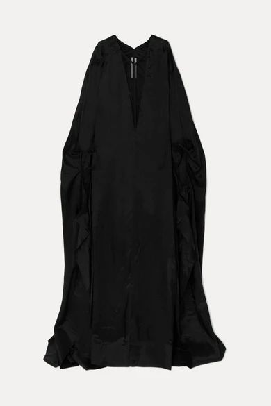 Tulle-trimmed Taffeta Gown - Black