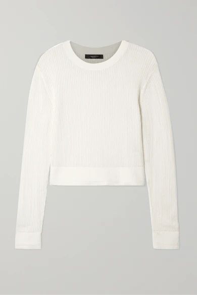 Carlyle Cropped Open-knit Cotton Sweater - White