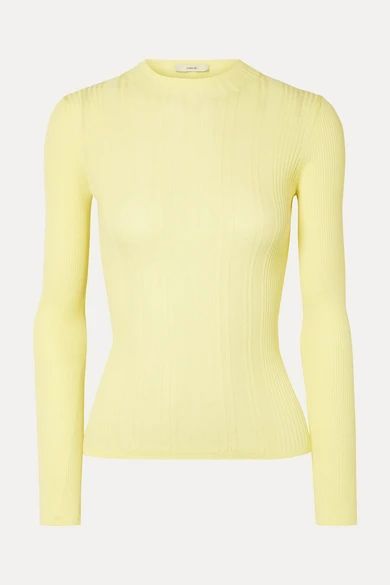 Ribbed Cotton Sweater - Bright yellow
