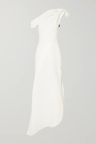 Slinger One-shoulder Asymmetric Cady Gown - White