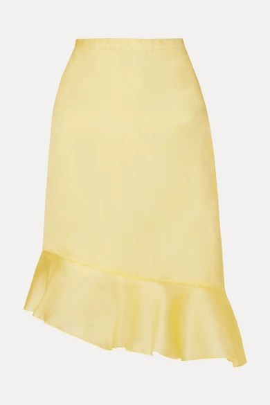 Kika Asymmetric Ruffled Silk-georgette Skirt - Yellow