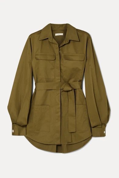 Belted Cotton-twill Jacket - Army green