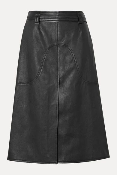 Belted Leather Skirt - Black
