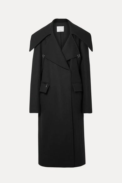 Oversized Embellished Wool-blend Coat - Black