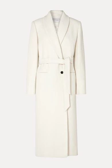 Marcellina Belted Wool-bouclé Coat - Off-white