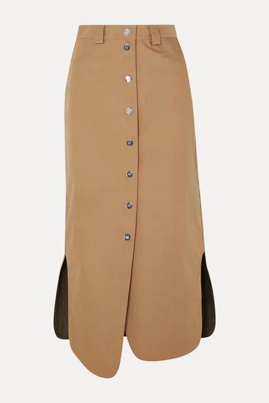 Asymmetric Canvas Midi Skirt - Beige