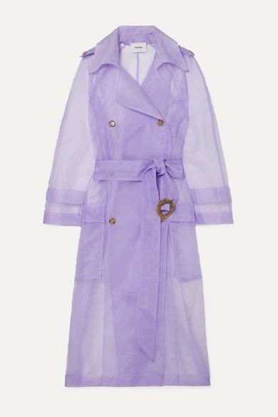 Tuscan Belted Organza Trench Coat - Lilac
