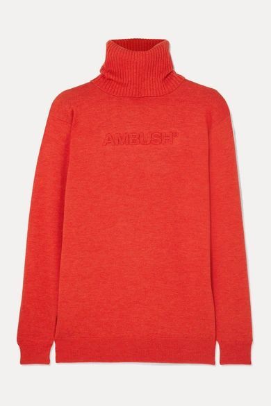 Wool-blend Turtleneck Sweater - Orange