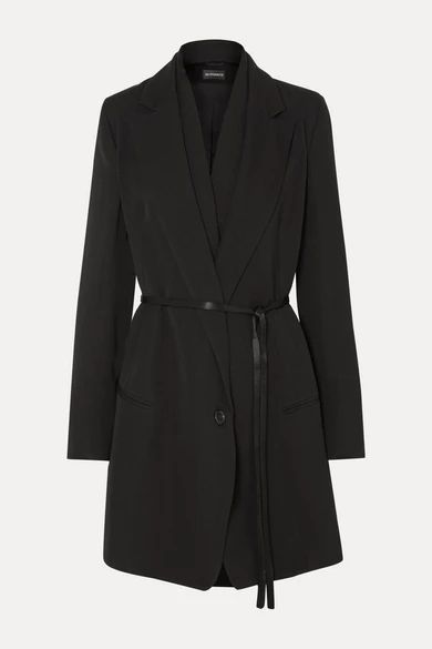 Layered Satin-trimmed Wool And Cotton-blend Coat - Black