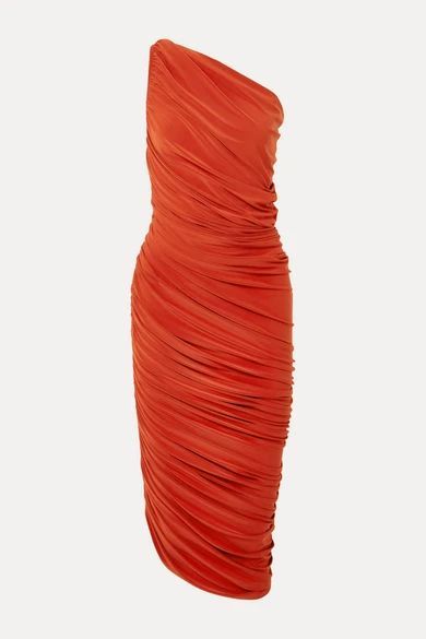 Diana One-shoulder Ruched Stretch-jersey Dress - Orange