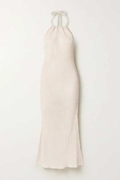 + Net Sustain Jaya Crinkled Organic Cotton-gauze Halterneck Midi Dress - Cream