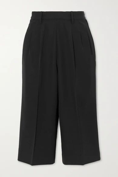 Pleated Twill Culottes - Black