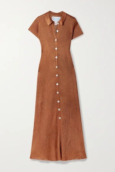 + Net Sustain Ribbed-knit Midi Dress - Copper