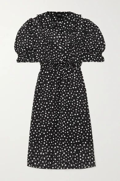The Kat Crystal-embellished Polka-dot Fil Coupé Chiffon Dress - Black