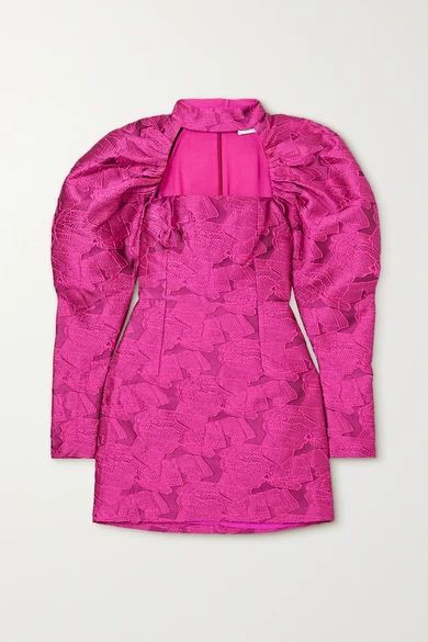 Kaya Cutout Jacquard Mini Dress - Fuchsia