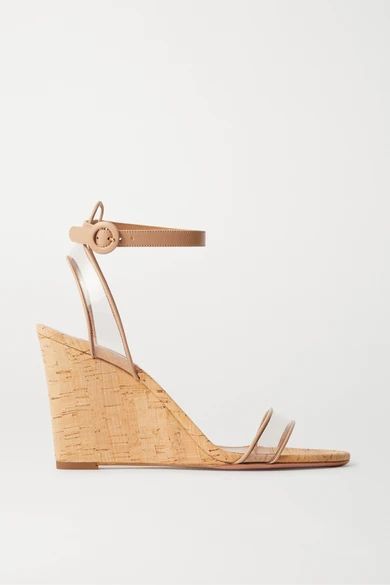Minimalist 85 Leather And Pvc Wedge Sandals - Neutral