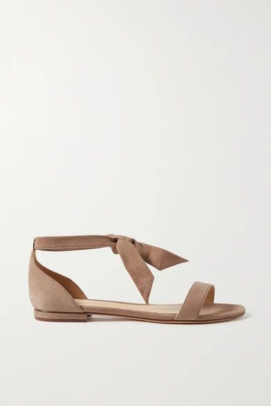 Clarita Bow-embellished Suede Sandals - Taupe