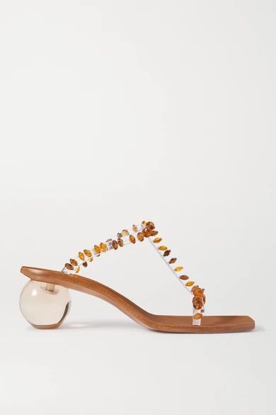 Clio Bead-embellished Pvc Mules - Clear